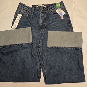 Women's Blue Jeans Wide Leg High Waist Size 11 Dark Wash New With Tags